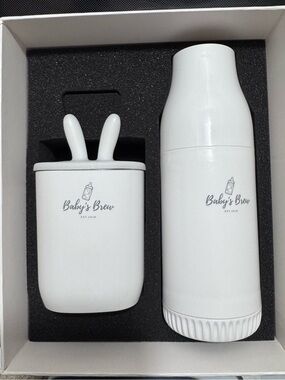 Baby’s Brew Portable Bottle Warmer and formula dispenser.